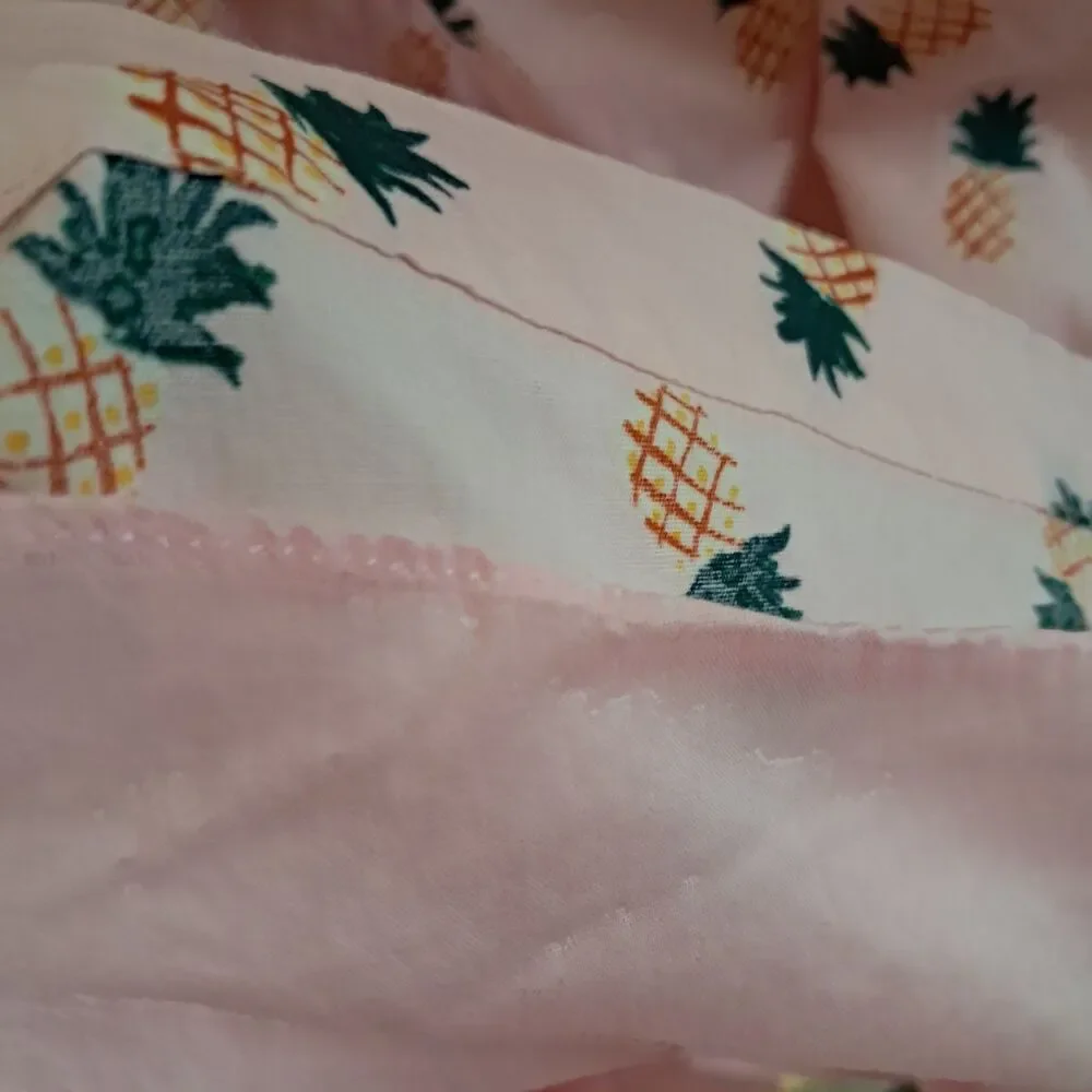 Kate Spade “Blaire” Pineapple Print Pink Cotton Poplin Dress Size XS Pockets